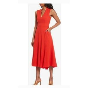 Eliza J Dress Size 2 Orange Coral Fit & Flare‎ Hi-Low Dress